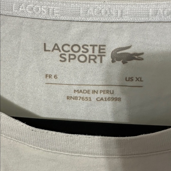 Lacoste White Tee with Navy Crocodile Emblem - Picture 2 of 3